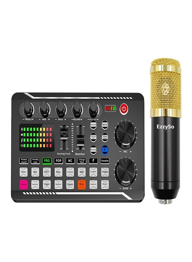 EzzySo F998 Audio Sound Mixer Board And Microphone Set For Live Streaming Voice Changer Card With Multiple Effects Audio Sound Card - Image 2